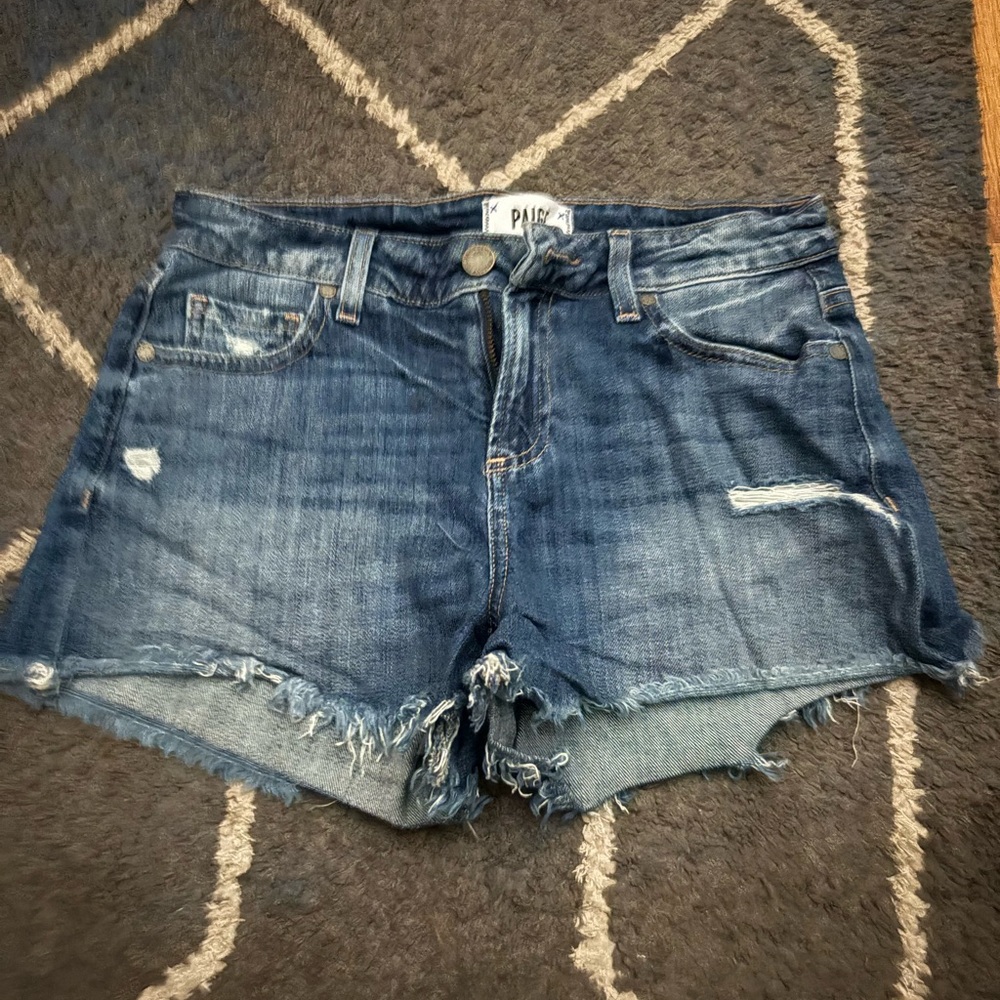 PAIGE Distressed Denim Jean Shorts
